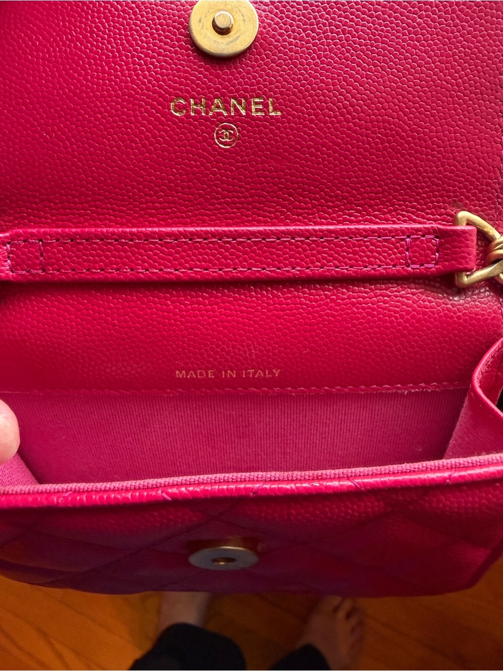 CHANEL Hot Pink Quilted Caviar Micro Mini Flap Bag with Gold Chain - Picture 4 of 9